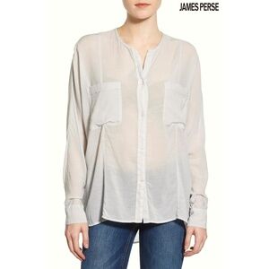 JAMES PERSE WOMEN NWT OVERSIZED COTTON/SILK CHIFFON STRETCH POWDER SHIRT. 0 (XS)